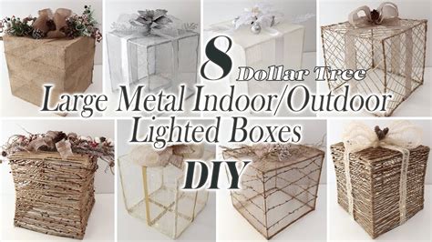 metal wire gift boxes|Dollar Tree Large Metal Lighted Gift Boxes DIY // Indoor Outdoor .